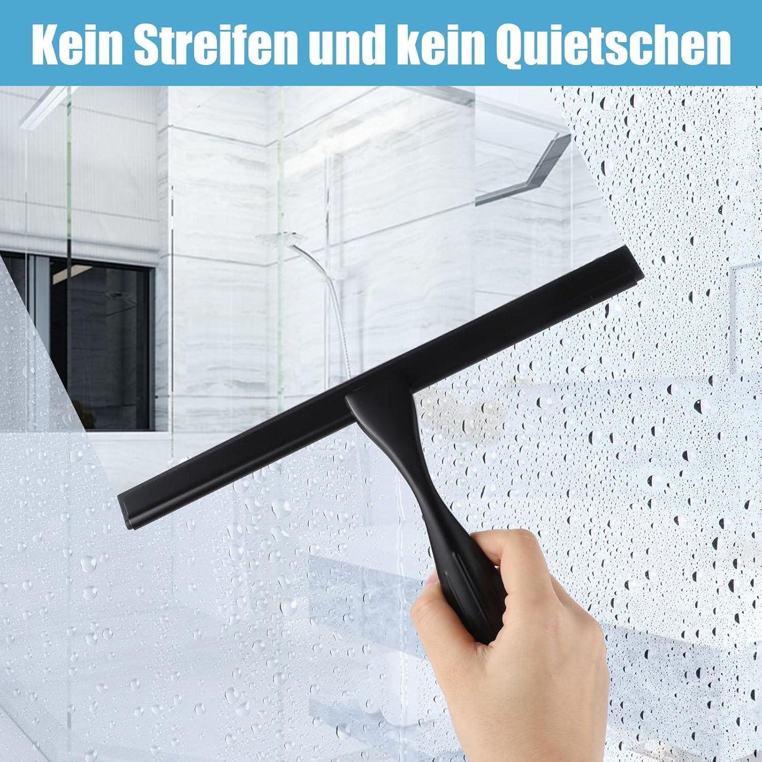 Duschabzieher Schwarz 10 Zoll Abzieher Edelstahl Glastür