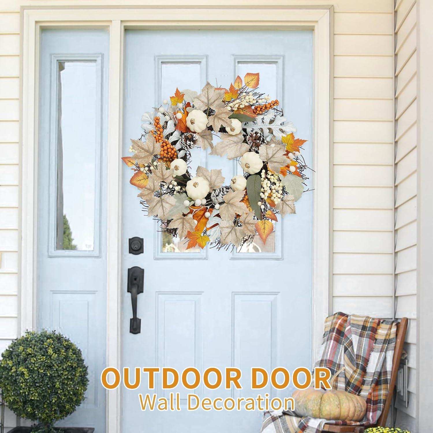 18 Zoll Herbst Kranz Dekoration für Haustür Thanksgiving Halloween