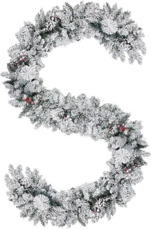 Weihnachtsgirlande 9 Fuß PVC Schnee Tannenzapfen rote Beeren
