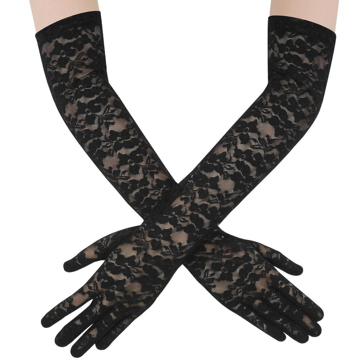 Spitzenhandschuhe Damen Ellenbogenlang für Vintage Anlässe