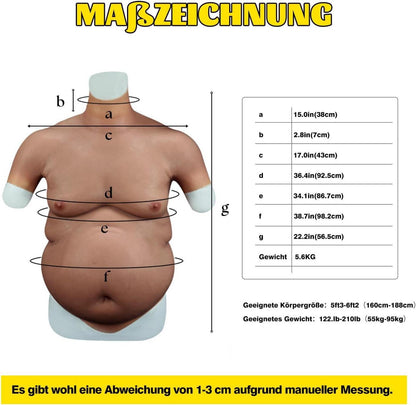 Silikon Bierbauch Fat Belly Bodysuit Herren Halloween Weihnachtsmann