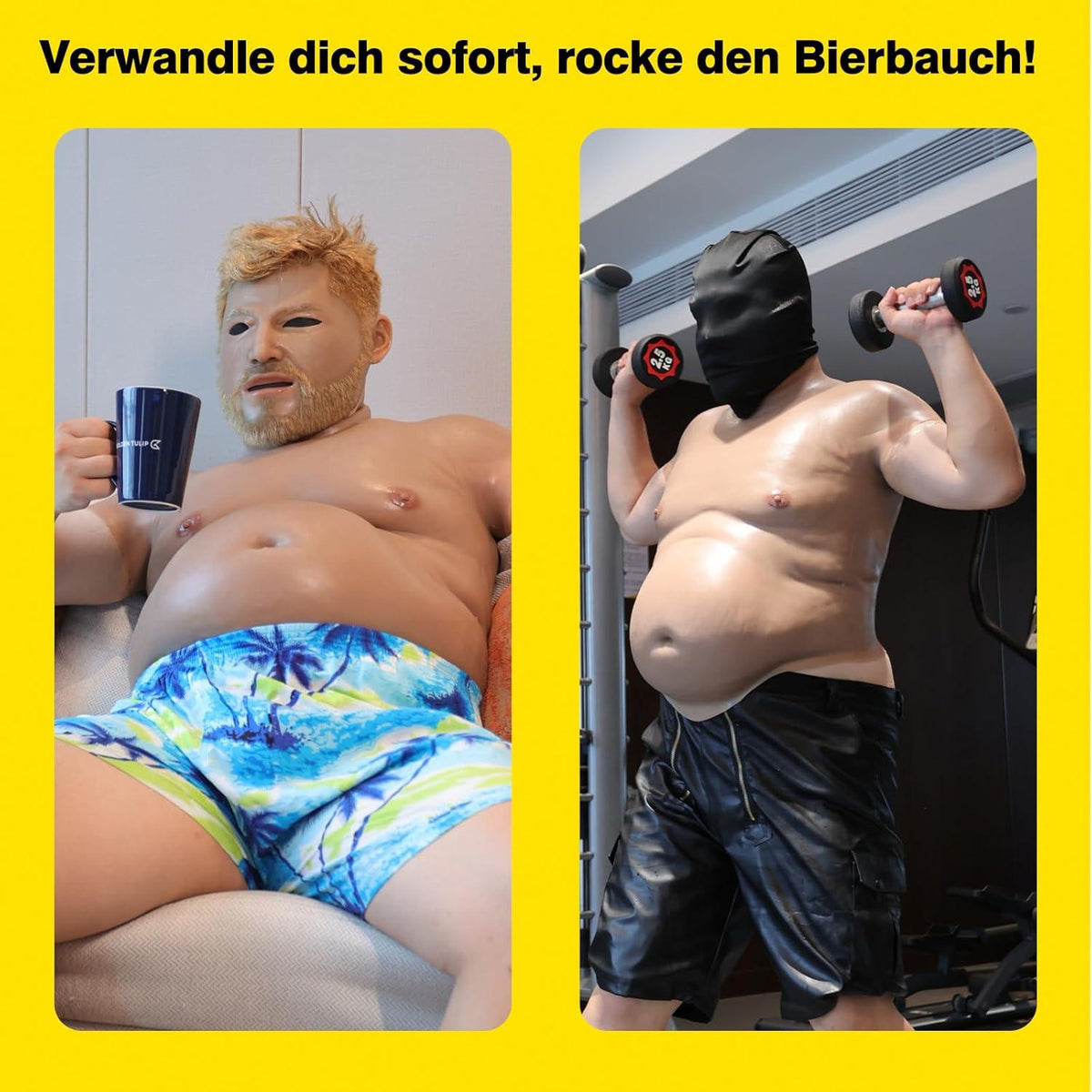 Silikon Bierbauch Anzug Fake Kostüm Herren Halloween Cosplay Bierbauch
