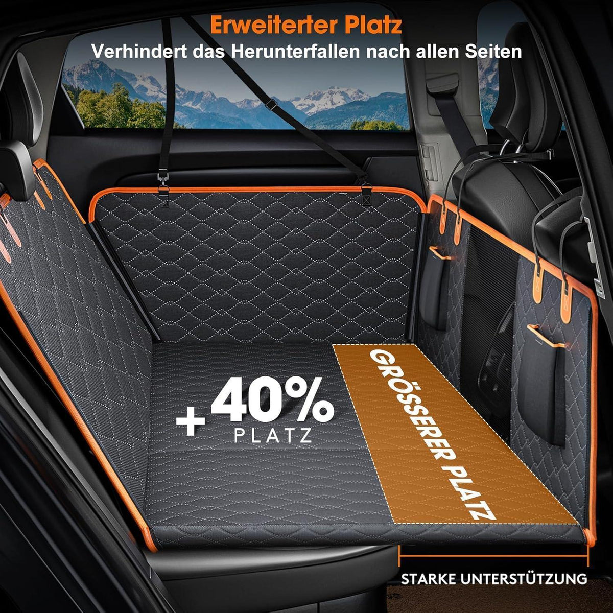 Hundedecke Auto Rückbank 4-in-1 mit Netzfenster & Aufbewahrung