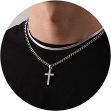 Kreuzkette Herren Silber Gold Schwarz Edelstahl Kubanische Kette