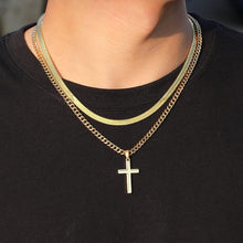 Esmoly Kreuzkette Herren Silber Gold Schwarz Edelstahl 22/24