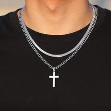 Kreuzkette Herren Edelstahl Silber Gold Schwarz Kubanische