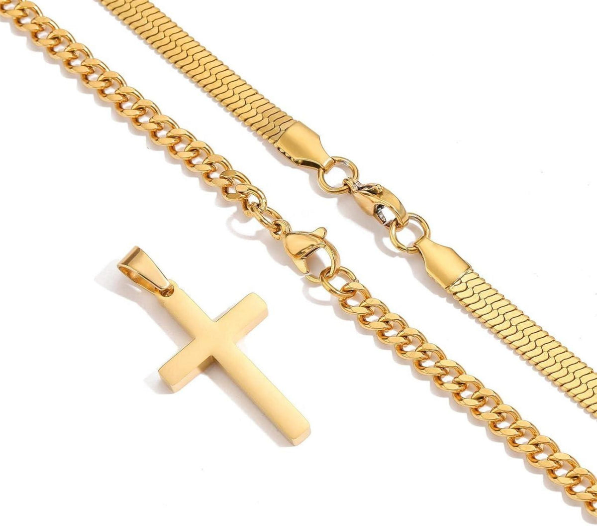 Esmoly Kreuzkette Herren Edelstahl Silber Gold Schwarz 18inch 20inch
