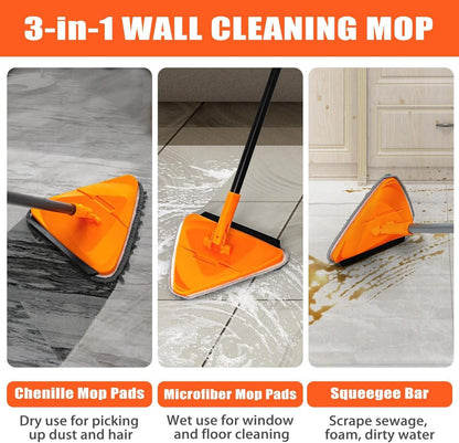 JEHONN Bodenwischer Wischmopp 202 cm mit 6 Chenille Pads Orange