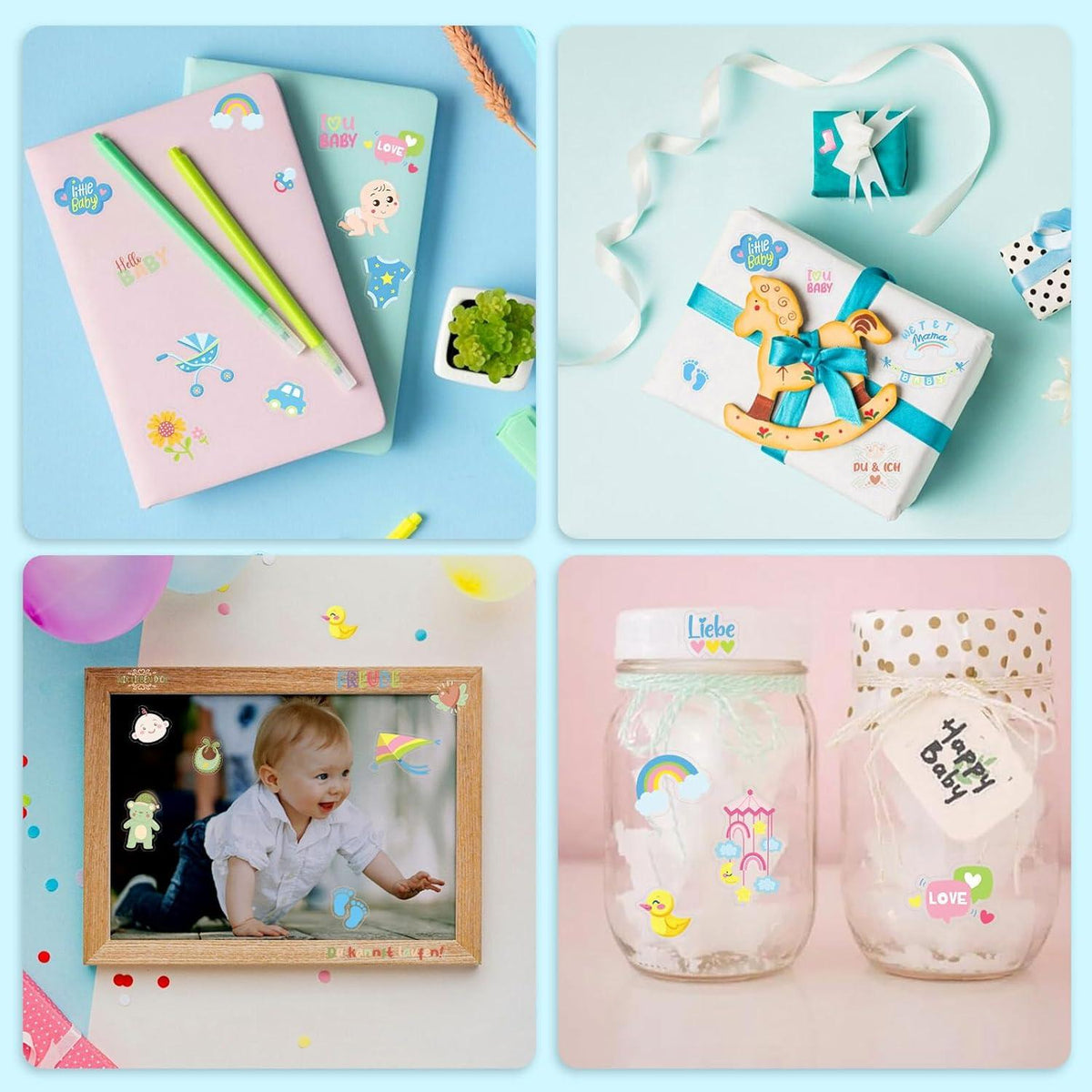 Sticker Babyalbum Aufkleber Fotoalbum Babyparty Geschenk 6 Bögen