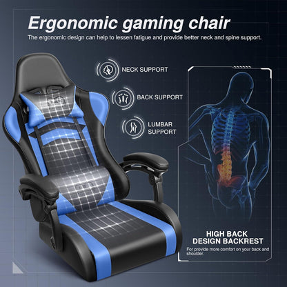 Ergonomischer Gaming Stuhl mit verstellbarer Rückenlehne & Armlehnen