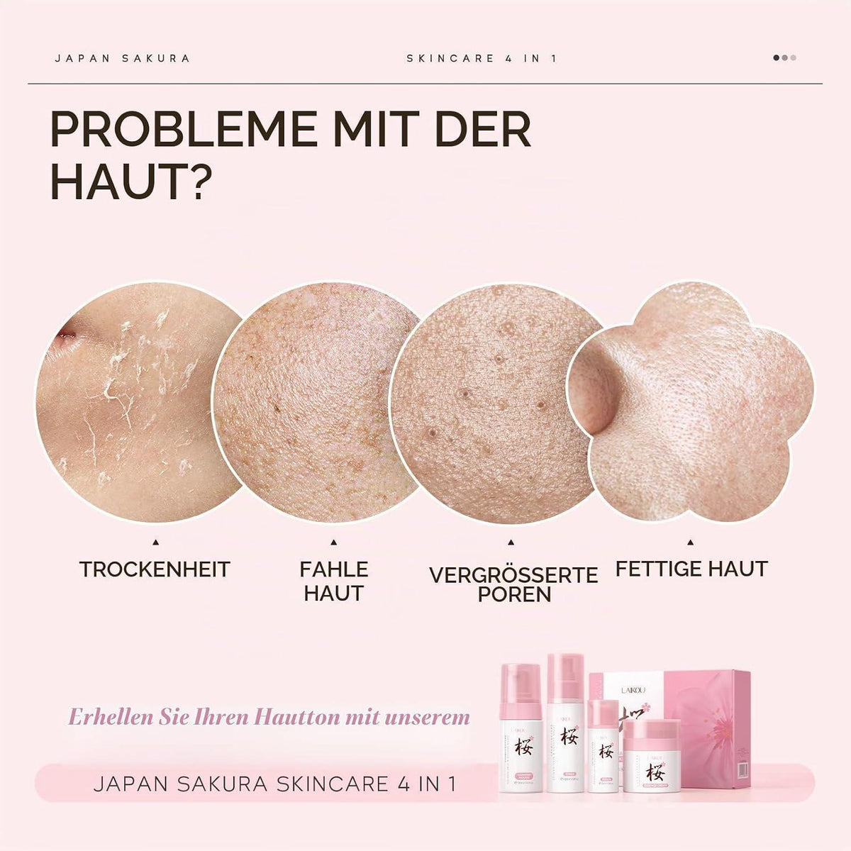 Sakura Gesichtspflege Set 4er - Feuchtigkeitspflege für Damen