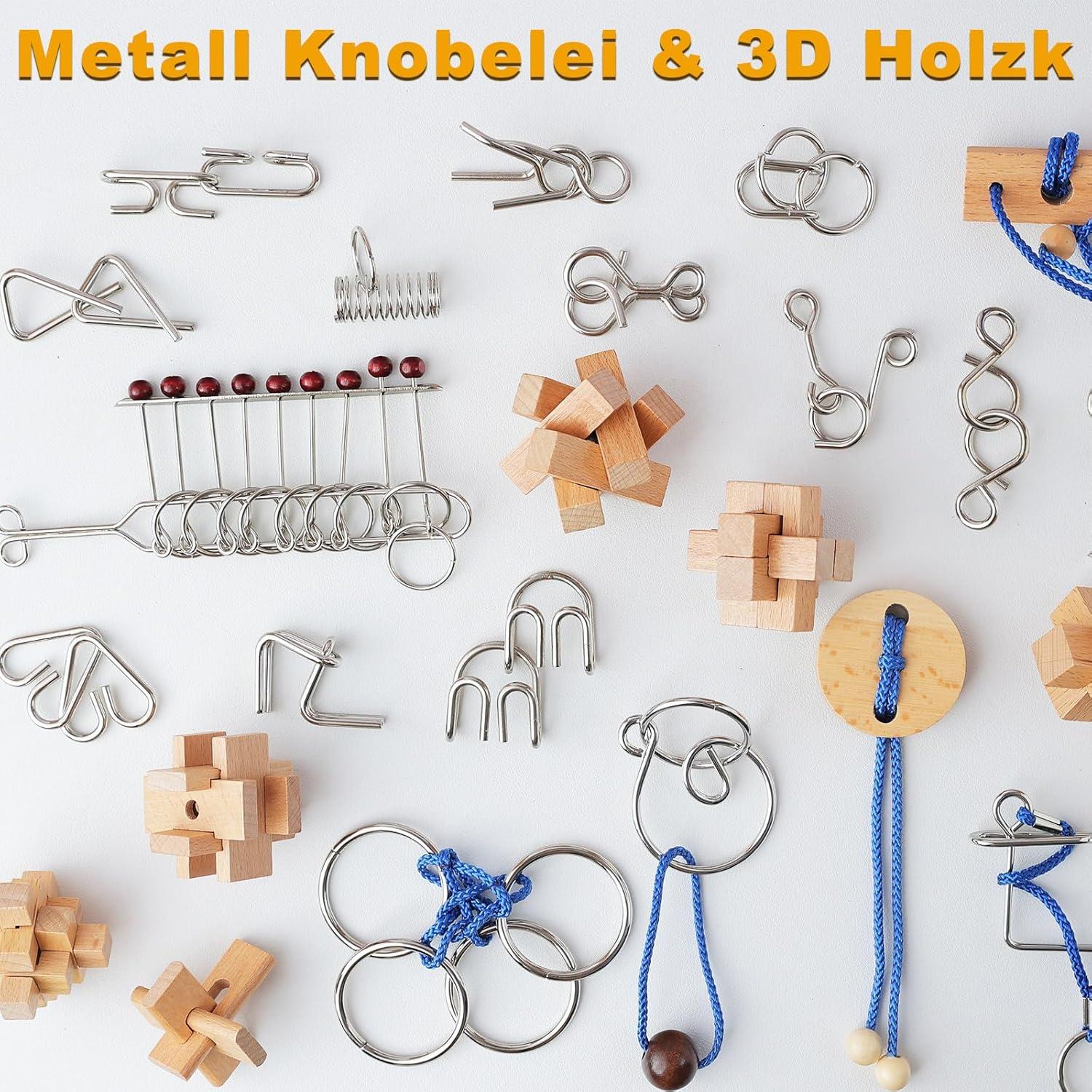 Adventskalender 2024 Knobelspiele Metall Holz 3D Puzzle