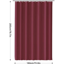 Duschvorhang wasserdicht 180x200 cm Dunkelrot mit Haken