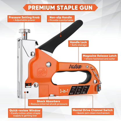 Handtacker Set mit 2100 Klammern 3 In 1 Profi Tacker für Holz & Dekoration