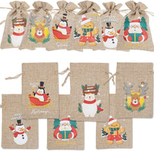 24Stück Weihnachts-Burlap-Jute-Geschenktüten mit Zugbändern