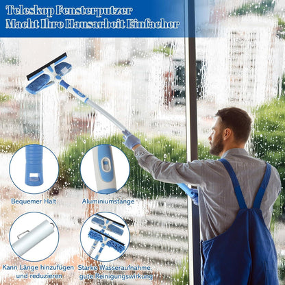 Teleskop Fensterputzer Set, 2-in-1 Reiniger 105 Zoll, Biegbarer