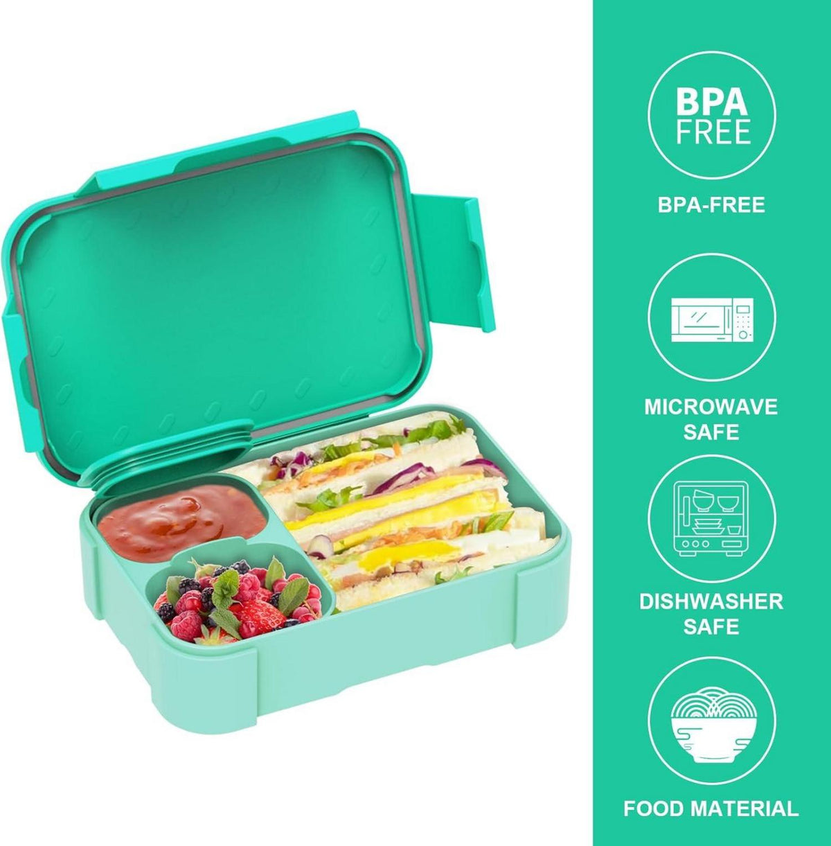 Brotdose Kinder mit Fächern 900ml Auslaufsicher Bento Lunchbox