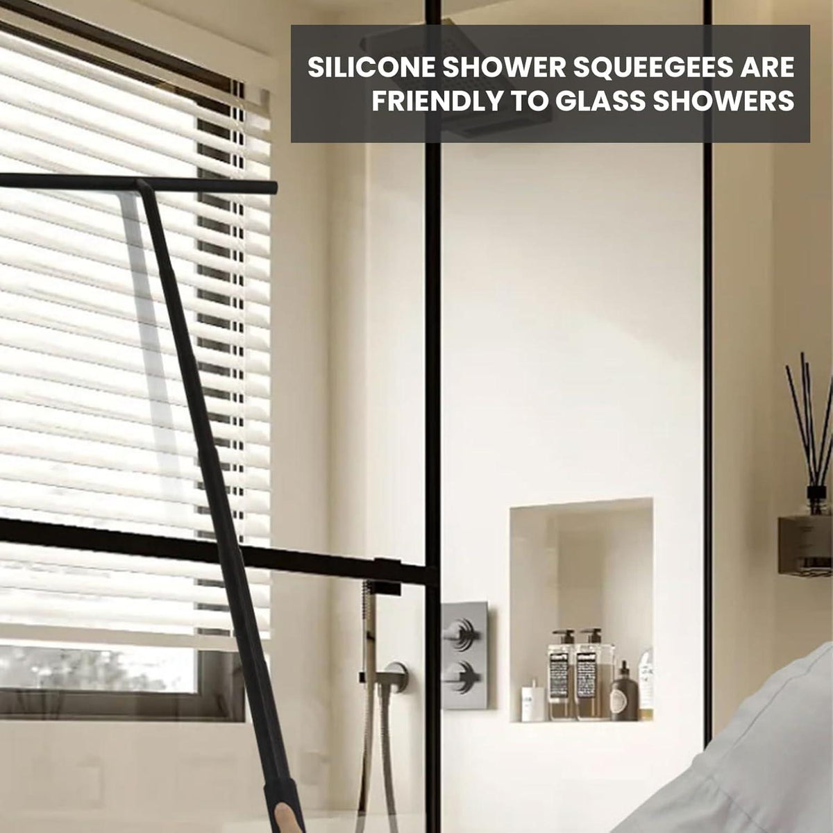 Duschabzieher Silikon 95cm Hygienischer Abzieher Badezimmer Fenster Schwarz