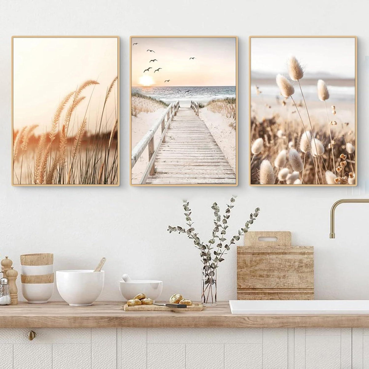 Poster Set 3er-Set Natur Strand Szenerie Wandbilder Boho Deko