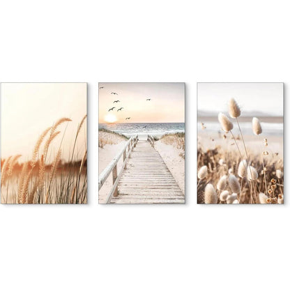 Poster Set 3er-Set Natur Strand Szenerie Wandbilder Boho Deko