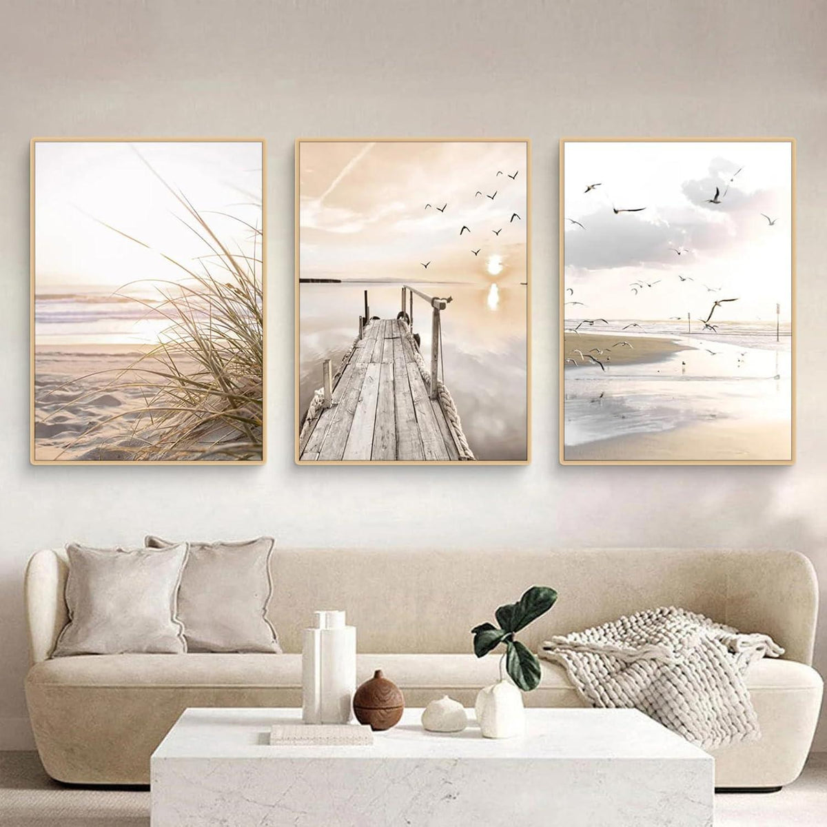 3er Poster Set Natur Strand Küsten Szenerie Wandbilder Boho Deko