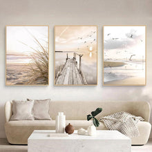 3er Poster Set Natur Strand Küsten Szenerie Wandbilder Boho Deko