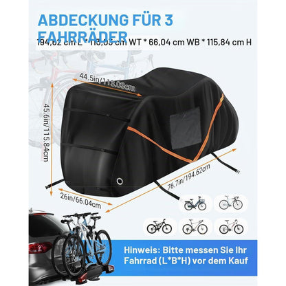 Fahrradabdeckung für 3 Räder – Wetterfest & Reißfest