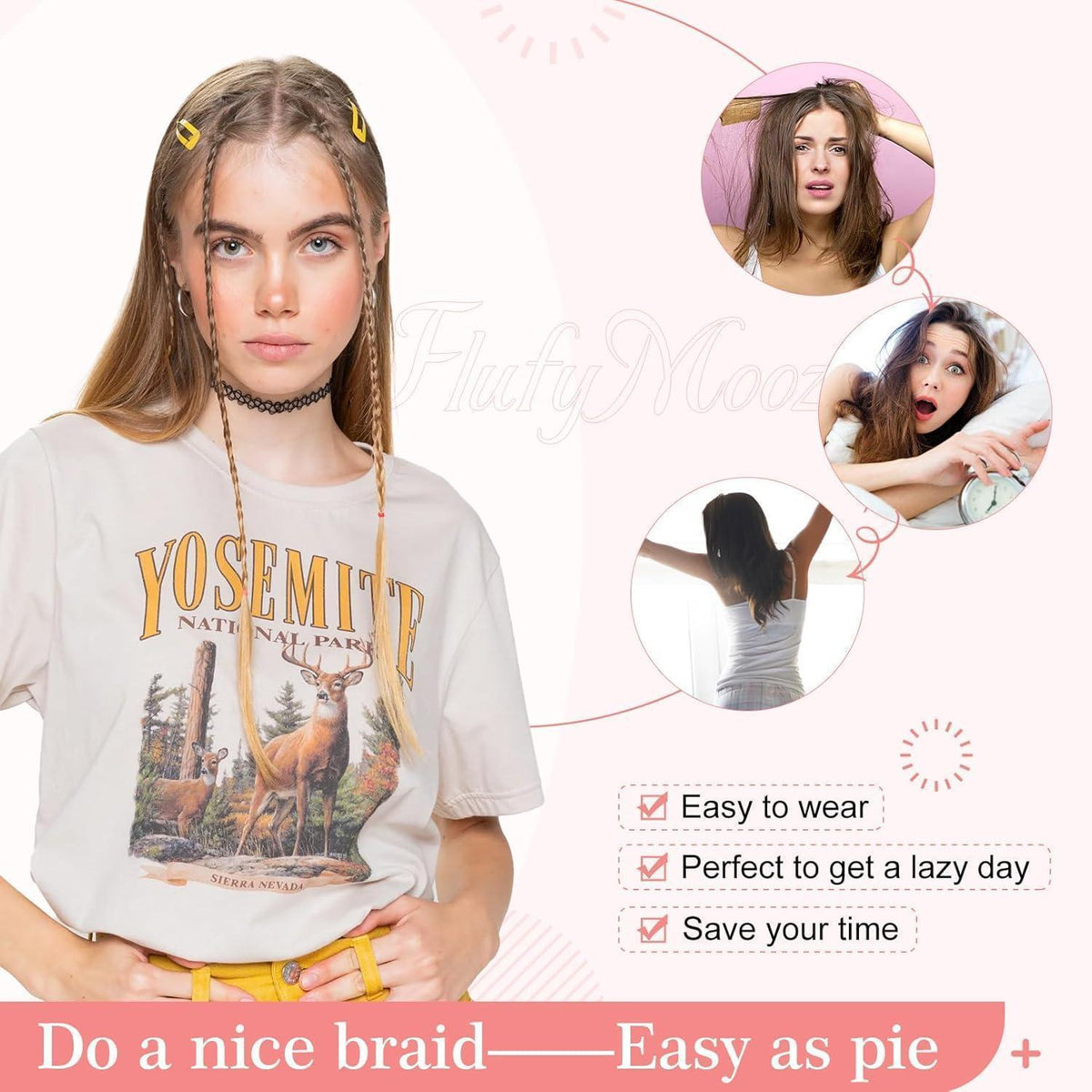 4 Zopf Haarverlängerung 35cm Silbergrau – Clip-In Zöpfe