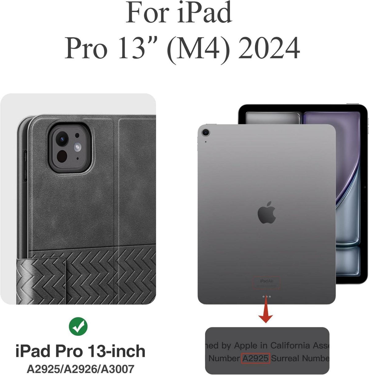 iPad Pro 13 Zoll M4 (2024) Hülle PU Leder Stifthalter Grau