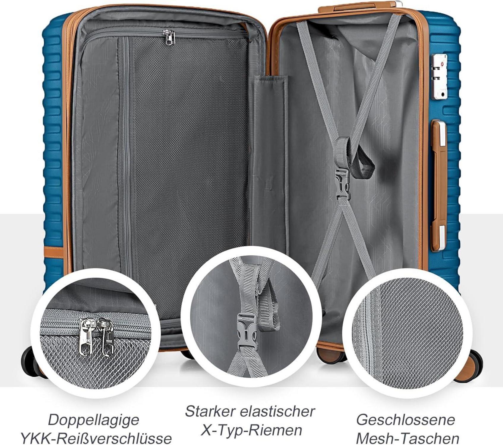 Joyway ABS Hartschalen Kofferset 66cm Blau 3tlg TSA Schloss Zwillingsrollen