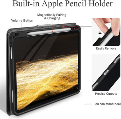 Hülle iPad Air 13 M2 PU Leder Stifthalter Grau 2024 Auto Schlafen/Wachen