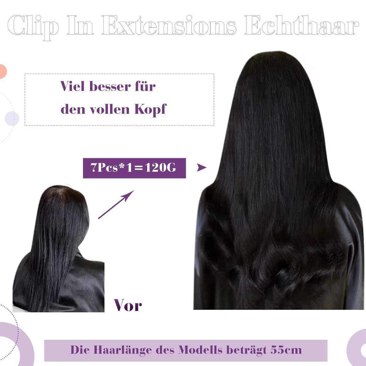 Echthaar Clip-in Extensions Blond Highlights 35cm