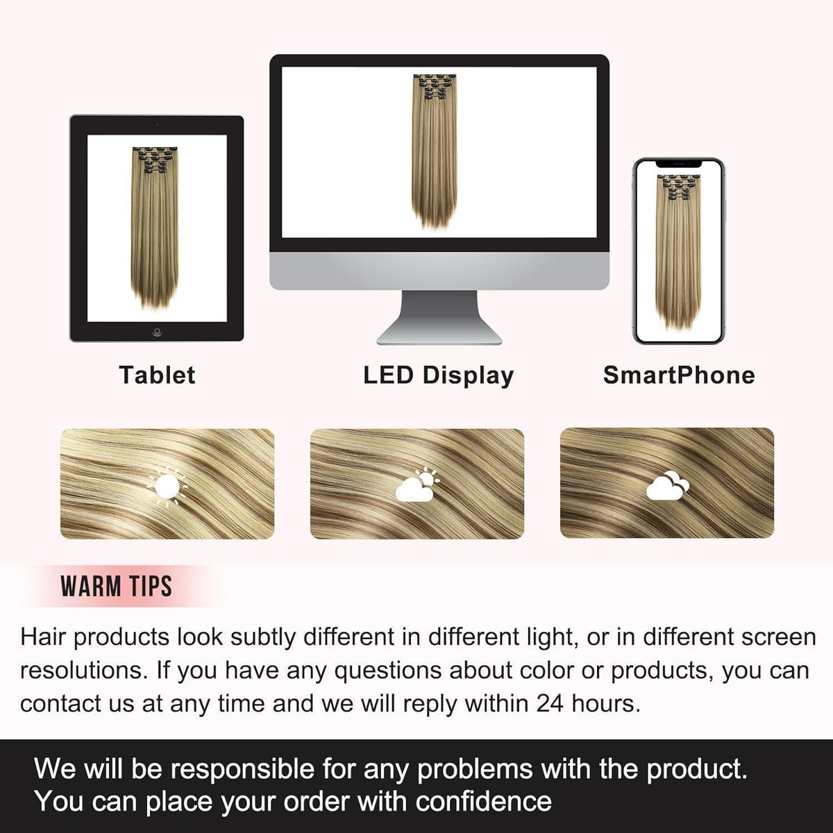 Clip-in Haarverlängerung braun mit blonden Highlights, 61 cm