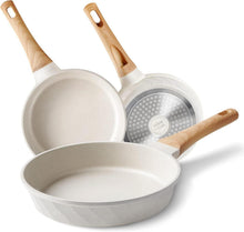Antihaftbeschichtete Induktions Bratpfannen Set 20cm 24cm 28cm Beige