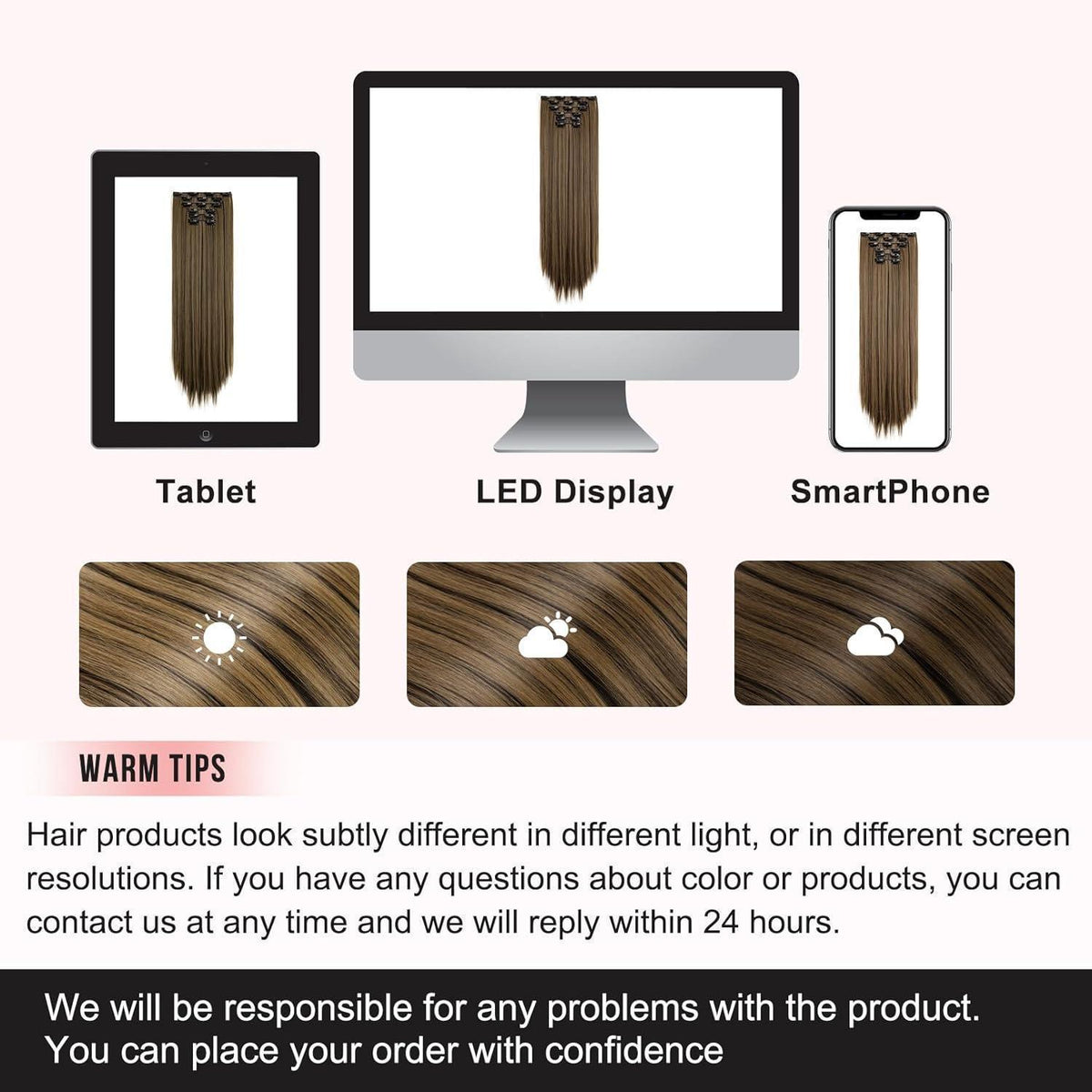 Clip-in Haarverlängerung Schwarzbraun mit Highlights, 61 cm