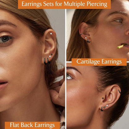 Gold Ohrringe Set: 15 Paar Ohrstecker Creolen Piercing Hypoallergen