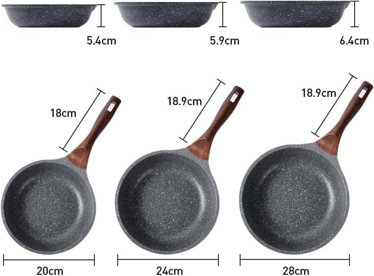 RIOVARM Induktion Bratpfanne Set 20 24 28 cm, Antihaft