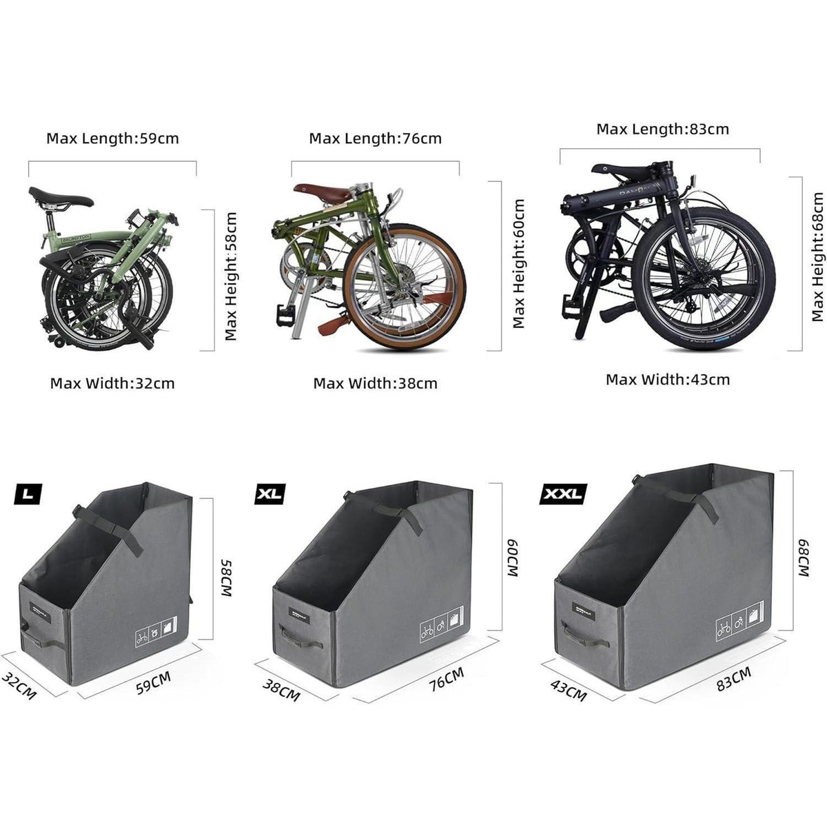 Fahrradtasche faltbar für 16-20 Zoll Räder mit MOLLE-System