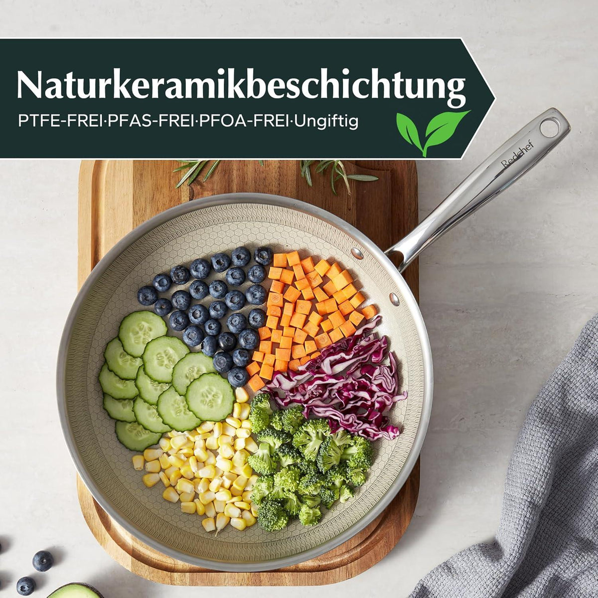 Redchef Bratpfanne 28 cm Wabenstruktur Premium Antihaft Induktion