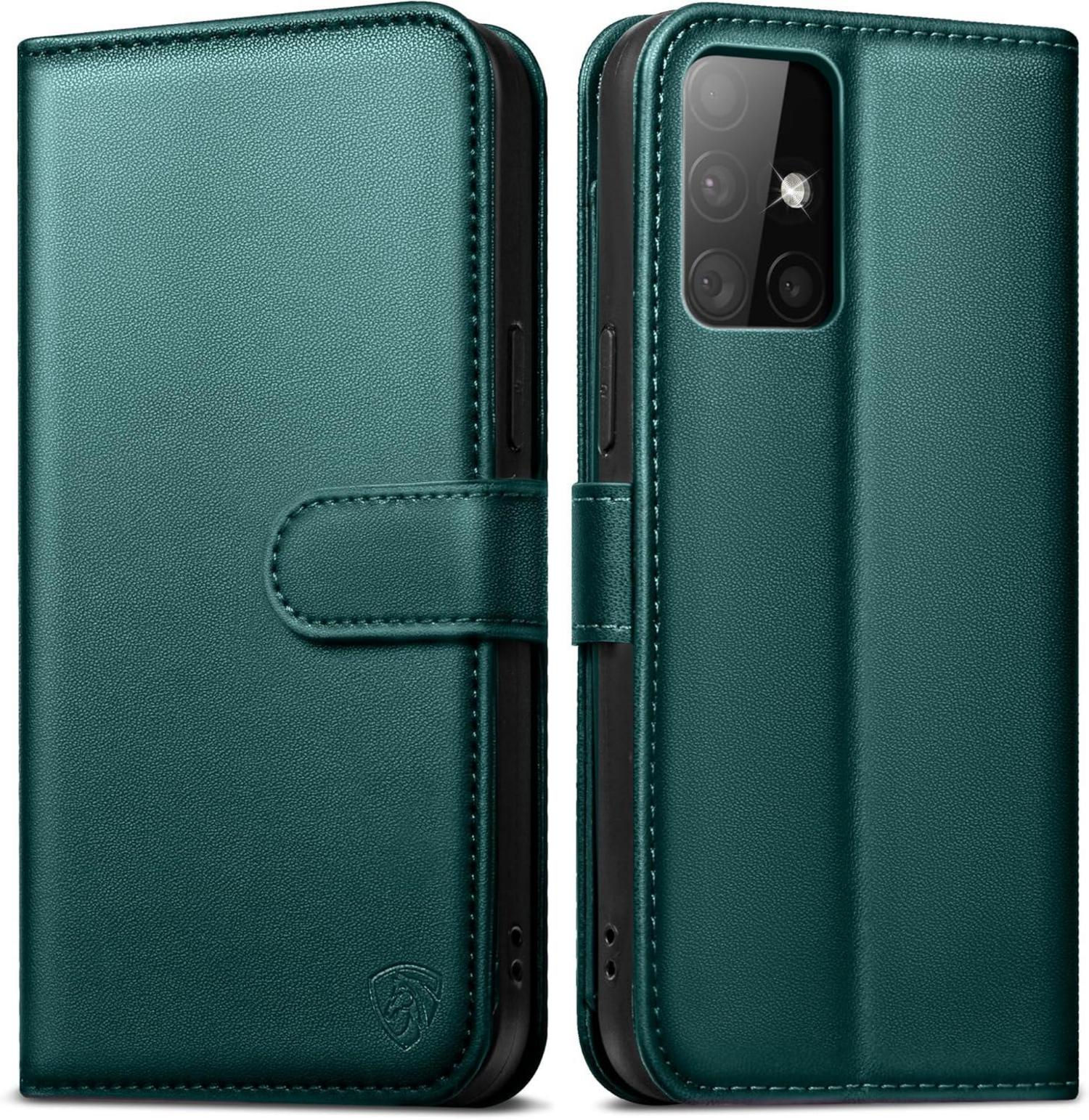 Samsung Galaxy A51 Handyhülle Leder Klapphülle RFID Schutz - Grün