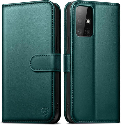 Samsung Galaxy A51 Handyhülle Leder Klapphülle RFID Schutz - Grün