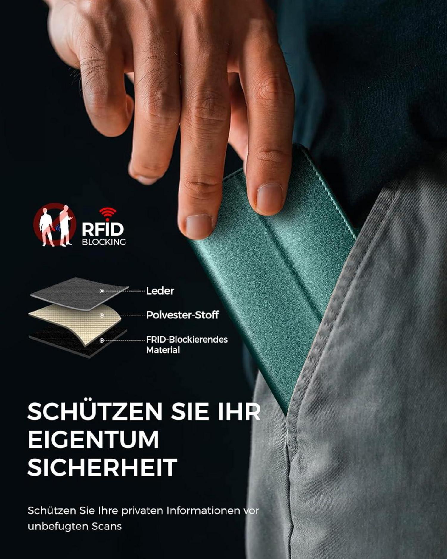 Handyhülle Samsung Galaxy A51 Klapphülle RFID Schutzglas Grün