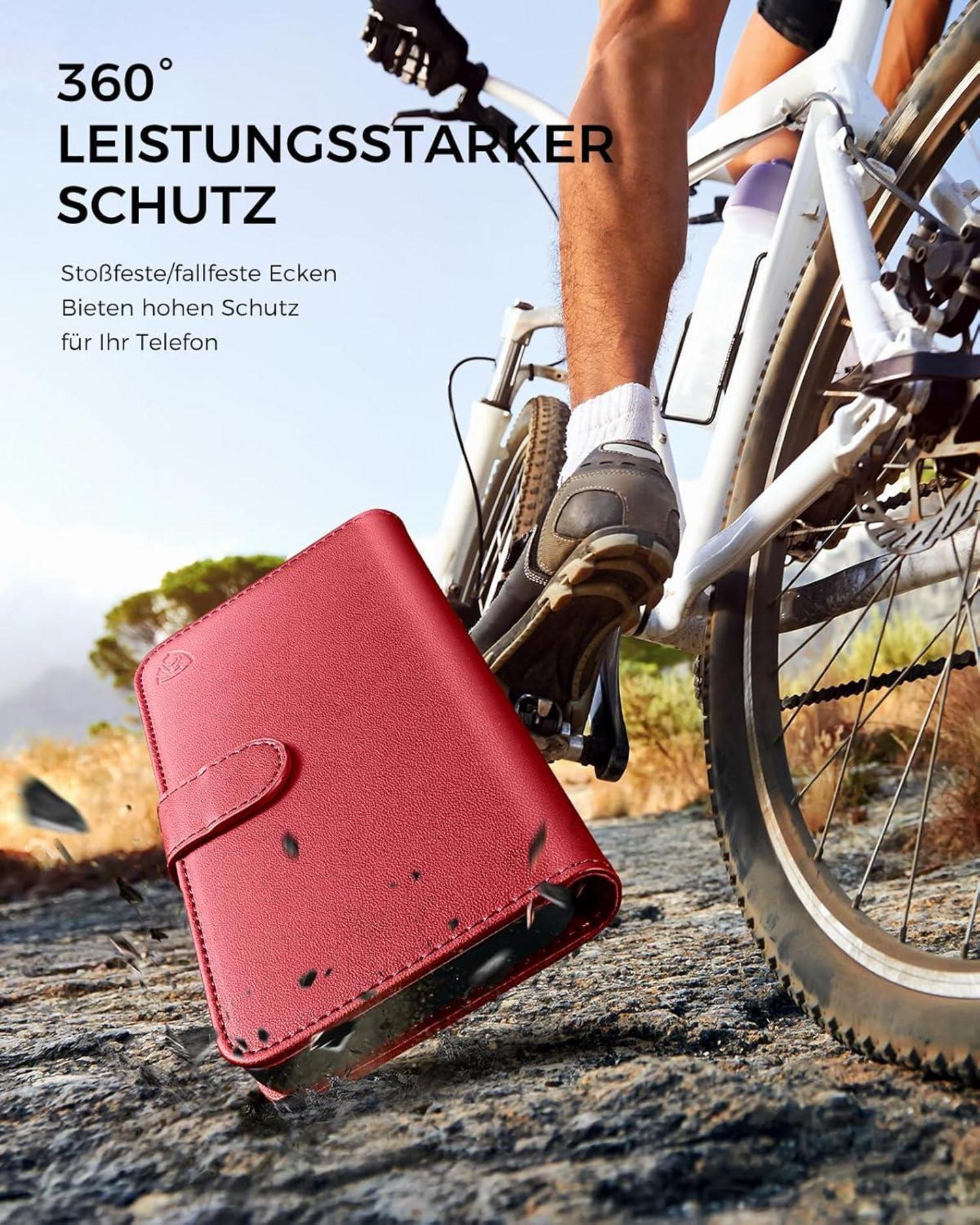 Samsung Galaxy S24 5G Handyhülle Premium Leder Wallet Rot