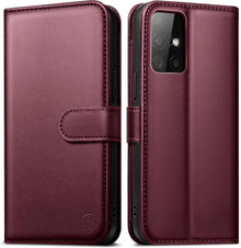 Samsung Galaxy A51 Handyhülle Weinrot mit RFID Schutz & Standfunktion