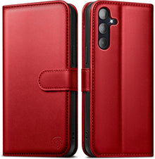 Samsung Galaxy A55 Handyhülle mit RFID Schutz und Standfunktion, Rot
