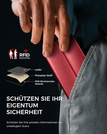 Klapphülle für Samsung Galaxy A55 in Rot RFID Schutz Glas Kartenfächer Standfunktion