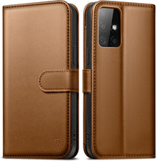 Handyhülle Samsung Galaxy A51 Leder RFID Braun Standfunktion
