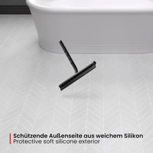 Silikon Duschabzieher Schwarz 21cm Breit Edelstahl Kern