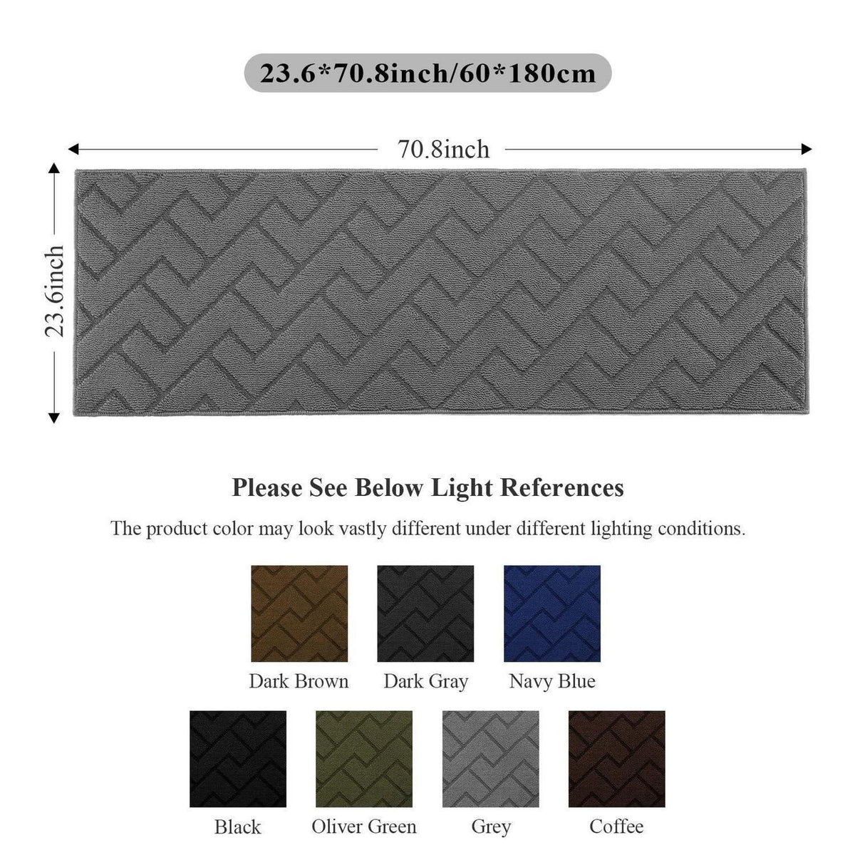 Fußmatte 60x180cm Waschbar Rutschfest Grau für Innen & Außen