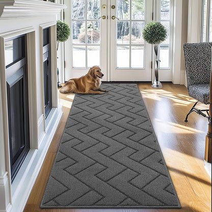 Fußmatte 60x180cm Waschbar Rutschfest Grau für Innen & Außen